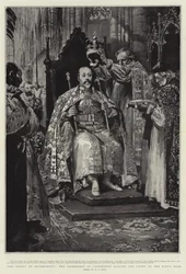 The Ensign of Sovereignty, the Archbishop of Canterbury placing the Crown on the King